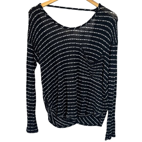 FREE PEOPLE Angel Island Stripe Hacci Slouchy Sweater Twist Back Top Small - Picture 2 of 5